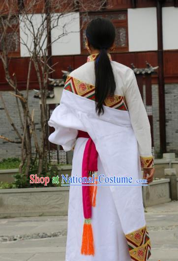 Traditional Chinese Zang Nationality Dance Costume China Tibetan Minority Enthic Clothing