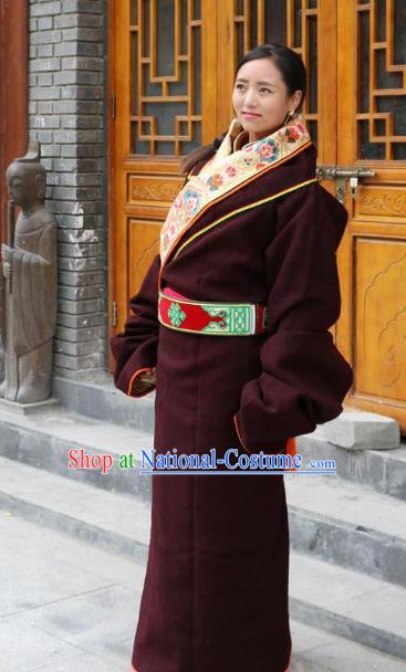 Traditional Chinese Zang Nationality Dance Costume China Tibetan Minority Enthic Clothing