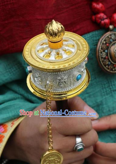 Chinese Zang Nationality Handmade Accessories Prayer Wheel Tibetan Minority Sutra-Canisters