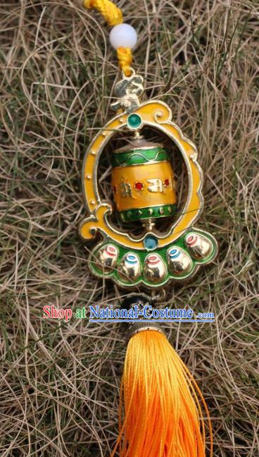 Chinese Zang Nationality Handmade Waist Accessories Prayer Wheel Tibetan Minority Sutra-Canisters