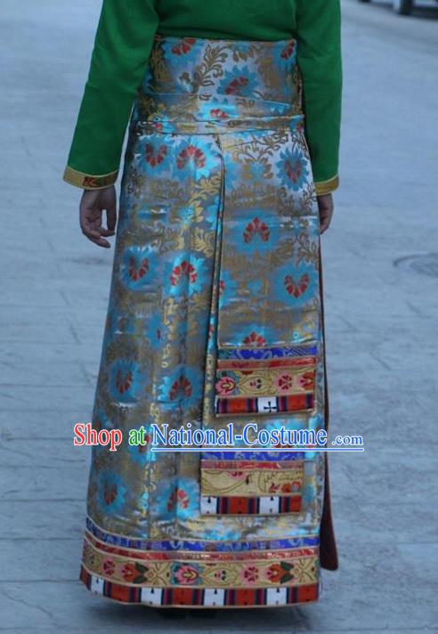 Traditional Chinese Zang Nationality Dance Costume China Tibetan Minority Enthic Clothing