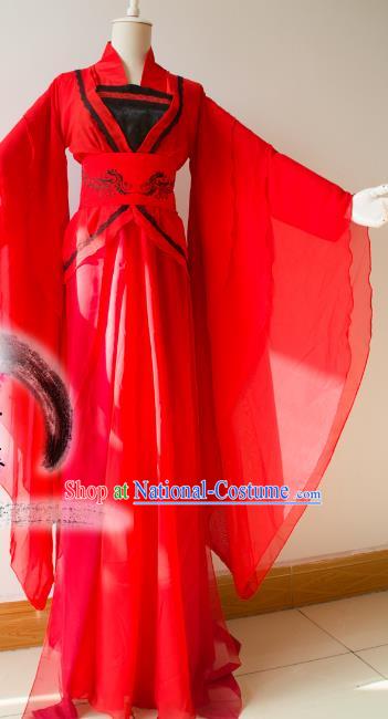 Chinese Tang Dynasty Imperial Consort Red Hanfu Dress Ancient Fairy Traditional Costume for Women