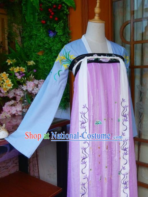 Chinese Traditional Tang Dynasty Young Lady Hanfu Dress Ancient Nobility Lady Embroidered Clothing for Women