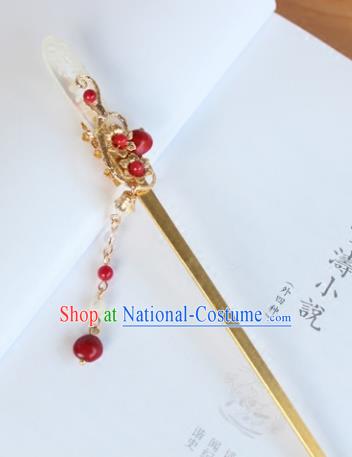 Chinese Ancient Handmade Hair Accessories Hanfu Jade Hairpins Tassel Hair Clips for Women