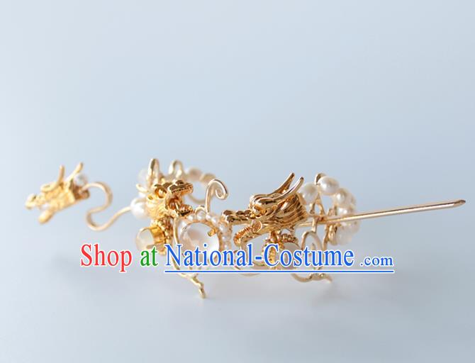 Chinese Ancient Handmade Hairdo Crown Hair Accessories Hanfu Dragon Hairpins for Women