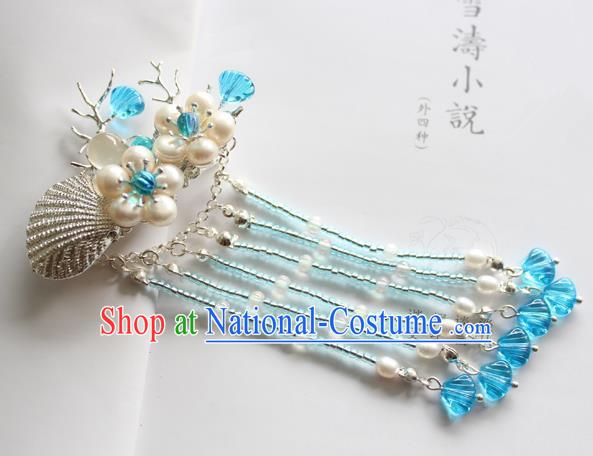 Chinese Ancient Handmade Pearls Tassel Hair Claw Hair Accessories Hanfu Hairpins for Women