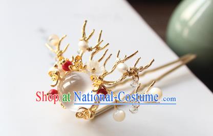 Chinese Ancient Handmade Dragon Horn Hair Clip Hair Accessories Hanfu Hairpins for Women