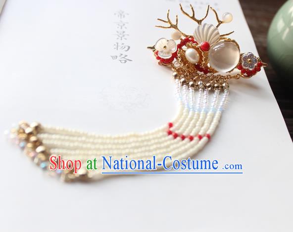 Chinese Ancient Handmade Tassel Dragon Horn Hair Claw Hair Accessories Hanfu Hairpins for Women