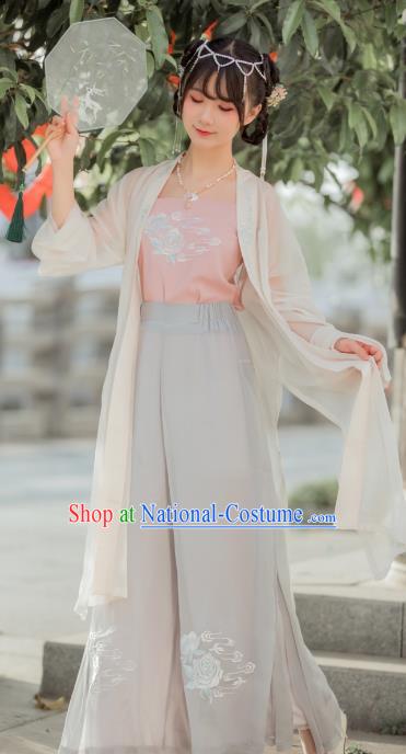 Chinese Traditional Song Dynasty Young Lady Costume Ancient Nobility Lady Embroidered Clothing for Women