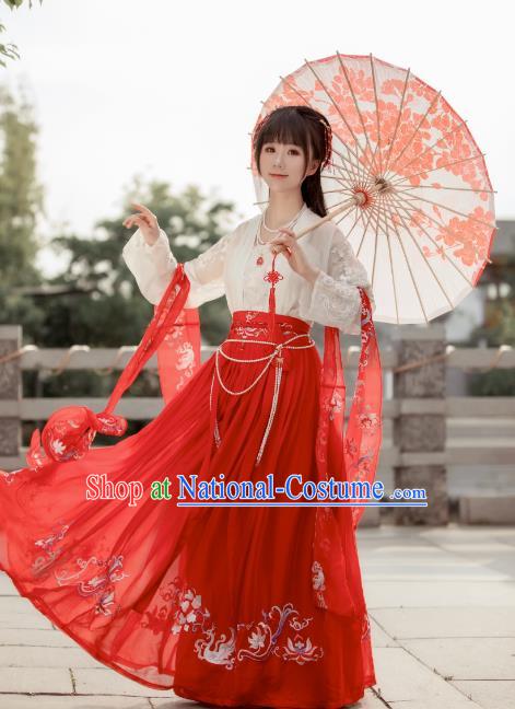 Chinese Traditional Song Dynasty Palace Lady Costume Ancient Princess Embroidered Clothing for Women