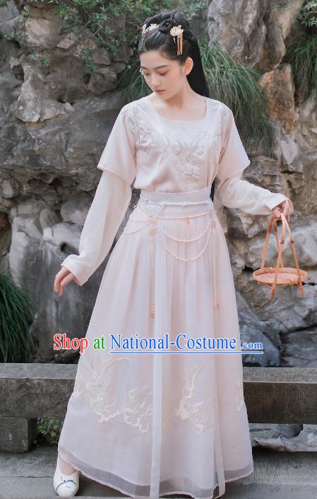 Chinese Traditional Tang Dynasty Palace Lady Costumes Ancient Court Maid Embroidered Clothing for Women