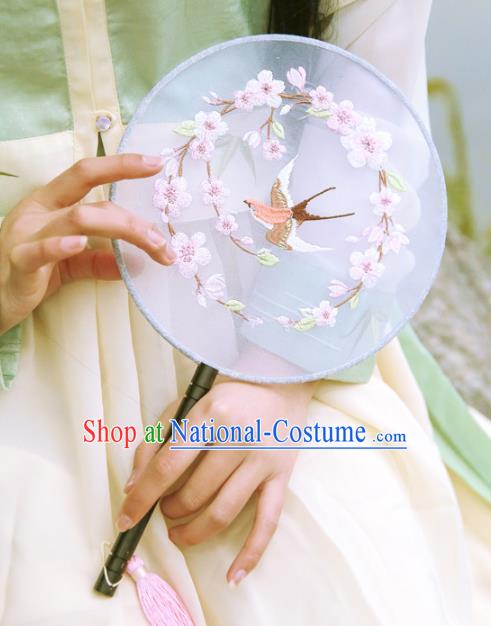 Chinese Ancient Handmade Palace Fans Hanfu Embroidered Round Fans for Women