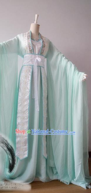 Chinese Traditional Tang Dynasty Imperial Concubine Green Hanfu Dress Ancient Court Lady Clothing for Women