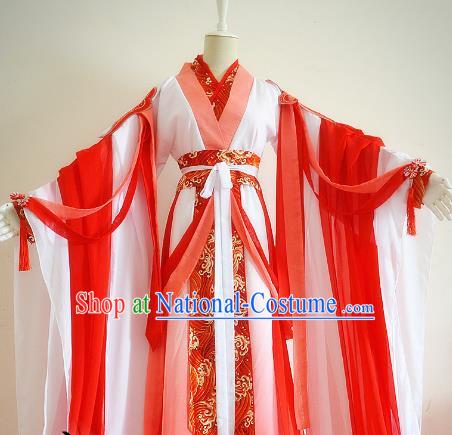 Chinese Traditional Han Dynasty Imperial Concubine Red Hanfu Dress Ancient Court Lady Clothing for Women