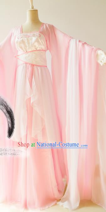 Chinese Traditional Tang Dynasty Princess Pink Hanfu Dress Ancient Fairy Clothing for Women