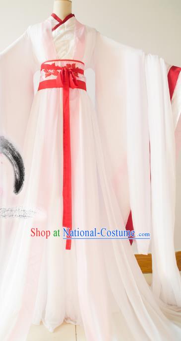 Chinese Traditional Han Dynasty Princess White Hanfu Dress Ancient Fairy Clothing for Women