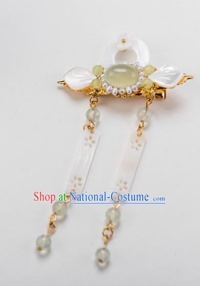 Chinese Ancient Handmade Hair Accessories Hanfu Pearls Shell Tassel Hair Stick for Women