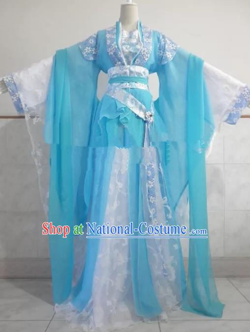 Chinese Song Dynasty Princess Blue Hanfu Dress Ancient Fairy Traditional Clothing for Women