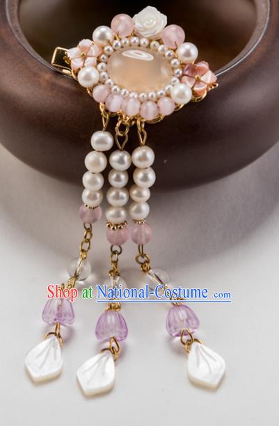 Chinese Ancient Handmade Hair Accessories Hanfu Pearls Tassel Hair Stick for Women