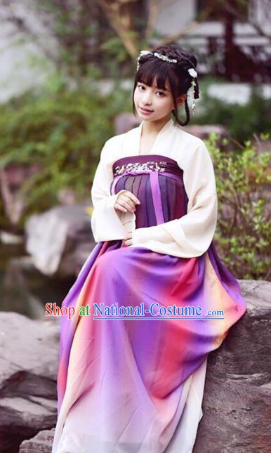 Chinese Traditional Tang Dynasty Young Lady Dress Ancient Court Maid Clothing for Women