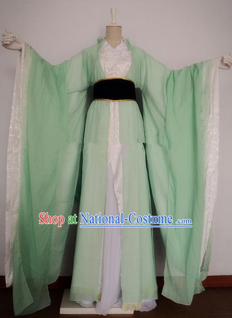 Chinese Han Dynasty Swordswoman Green Hanfu Dress Ancient Fairy Traditional Clothing for Women