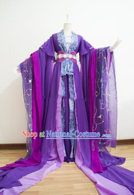 Chinese Han Dynasty Princess Purple Hanfu Dress Ancient Fairy Traditional Costume for Women