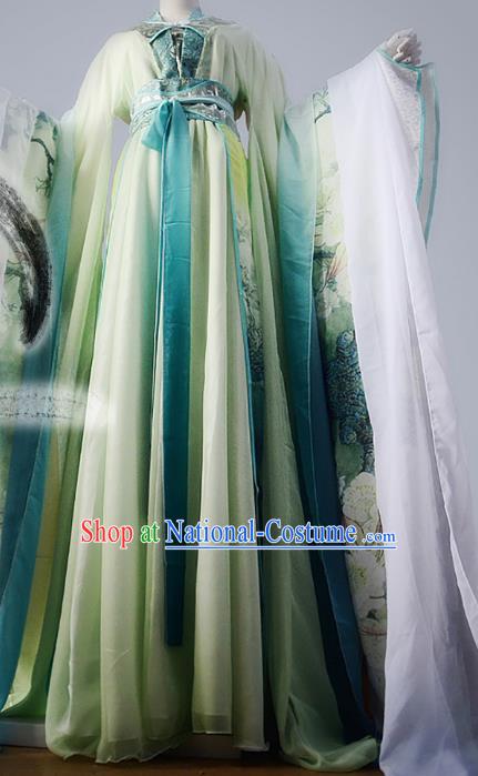 Chinese Han Dynasty Princess Green Hanfu Dress Ancient Fairy Traditional Costume for Women