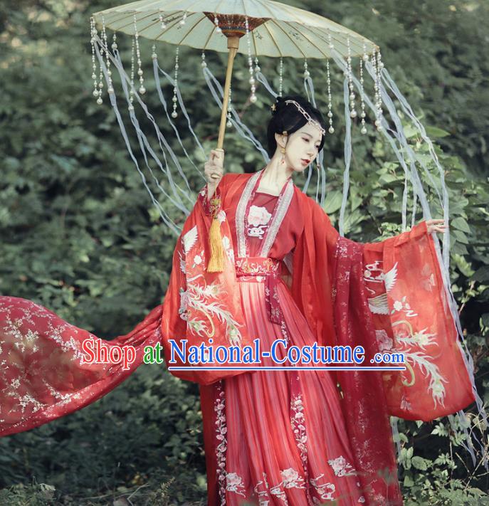 Chinese Ancient Palace Princess Costumes Traditional Han Dynasty Bride Wedding Embroidered Hanfu Dress for Women