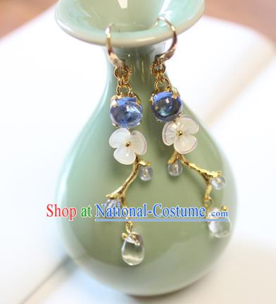 Chinese Ancient Handmade Coloured Glaze Earrings Accessories Hanfu Eardrop for Women