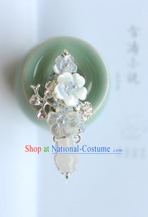 Chinese Ancient Handmade Palace White Vase Hair Claw Hair Accessories Hanfu Tassel Hairpins for Women