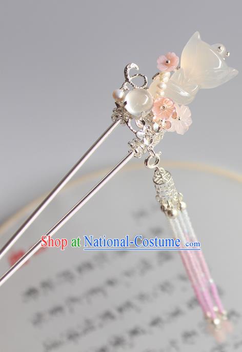 Chinese Ancient Handmade Palace Jade Fox Hair Clip Hair Accessories Hanfu Hairpins for Women