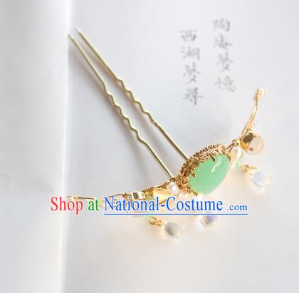 Chinese Ancient Handmade Palace Jade Hair Clip Hair Accessories Hanfu Hairpins for Women