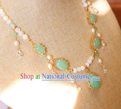 Chinese Ancient Handmade Jade Necklace Accessories Hanfu Necklet for Women