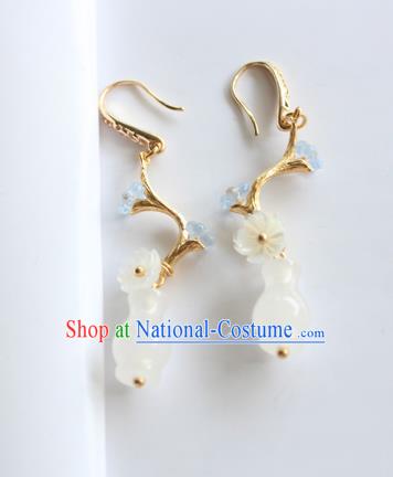 Chinese Ancient Handmade Jade Vase Earrings Accessories Hanfu Eardrop for Women