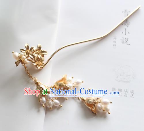 Chinese Ancient Handmade Palace Pearls Tassel Hair Clip Hair Accessories Hanfu Hairpins for Women