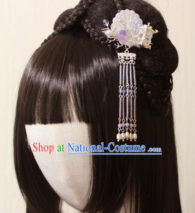 Chinese Ancient Handmade Shell Tassel Hair Claw Hair Accessories Hanfu Hairpins for Women