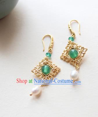 Chinese Ancient Handmade Hanfu Brass Earrings Accessories Eardrop for Women