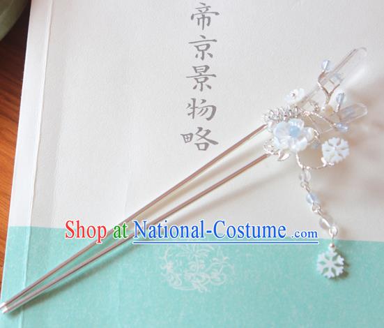 Chinese Ancient Handmade Crystal Hair Clip Tassel Step Shake Hair Accessories Hanfu Hairpins for Women