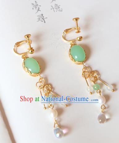 Chinese Ancient Handmade Hanfu Accessories Coloured Glaze Earrings for Women