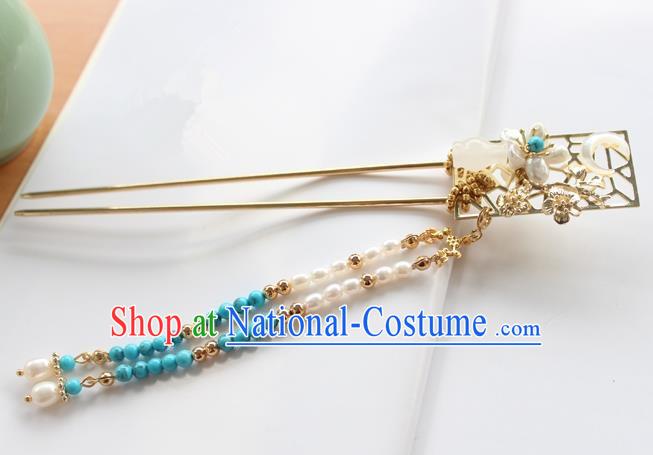 Chinese Ancient Handmade Hair Clip Hair Accessories Hanfu Plum Blossom Moon Hairpins for Women