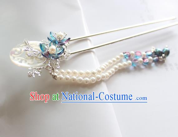 Chinese Ancient Handmade Hair Clip Hair Accessories Hanfu Pearls Tassel Hairpins for Women