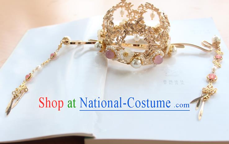 Chinese Ancient Handmade Phoenix Coronet Hair Accessories Hanfu Tassel Hairpins for Women