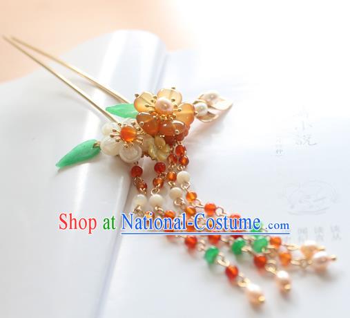 Chinese Ancient Handmade Step Shake Hair Accessories Hanfu Tassel Hairpins for Women