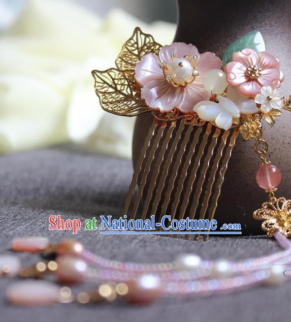 Chinese Ancient Handmade Tassel Hair Comb Classical Hair Accessories Hanfu Hairpins for Women