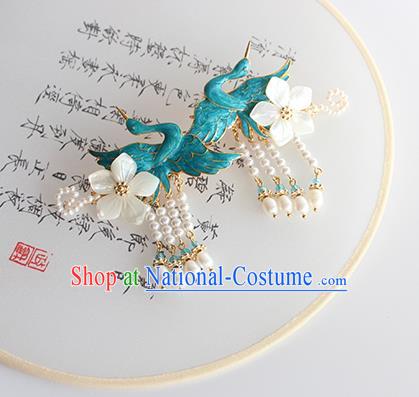 Chinese Ancient Handmade Classical Blueing Crane Hair Claws Hair Accessories Hanfu Hairpins for Women