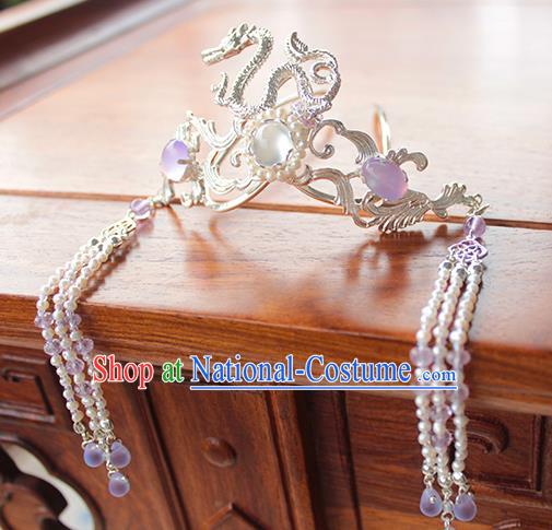 Chinese Ancient Handmade Classical Dragon Hair Coronet Hair Accessories Hanfu Hairpins for Women