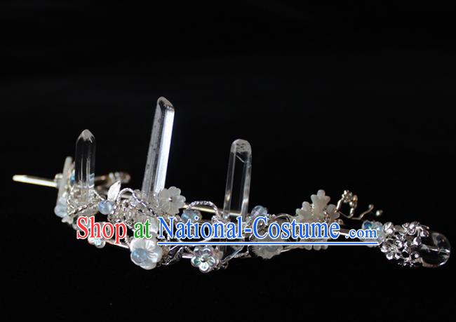 Chinese Ancient Handmade Classical Crystal Hair Crown Hair Accessories Hanfu Hairpins for Women