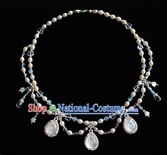 Chinese Ancient Handmade Hanfu Pearls Necklace Accessories Necklet for Women