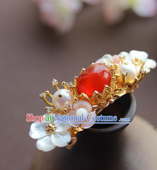 Chinese Ancient Handmade Classical Red Agate Hair Claw Hair Accessories Hanfu Hairpins for Women