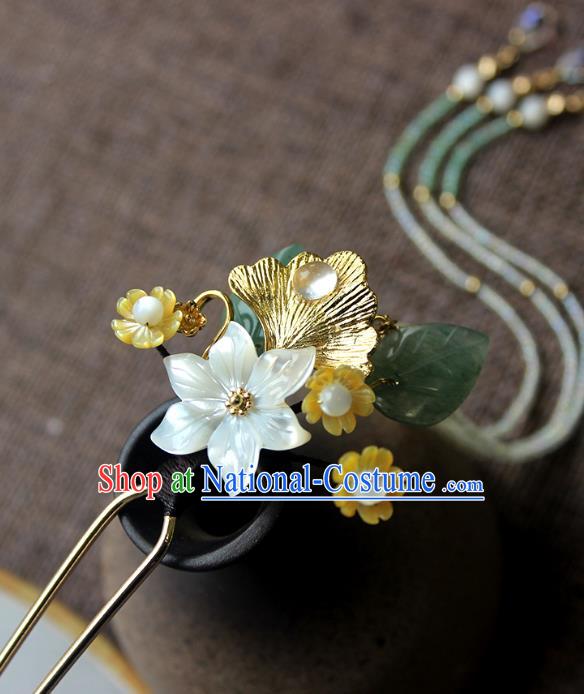 Chinese Ancient Handmade Ginkgo Leaf Hair Clip Classical Hair Accessories Hanfu Hairpins for Women